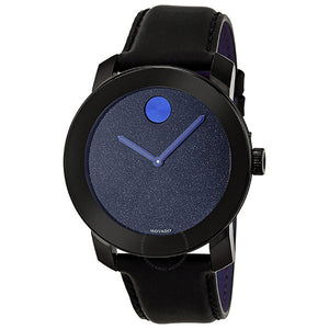 Buy Shop Movado Bold Metallic Blue Dial Black Leather Strap Watch for Men - 3600137 USA Online