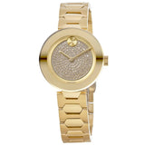 Buy Shop Movado Bold Crystal Gold Dial Gold Steel Strap Watch For Women - 3600492 USA Online