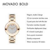 Buy Shop Movado Bold Crystal Pave Rose Gold Dial Rose Gold Steel Strap Watch For Women - 3600493 USA Online