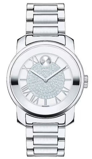 Buy Shop Movado Bold Crystal Pave Silver Dial Silver Steel Strap Watch for Women - 3600254 USA Online