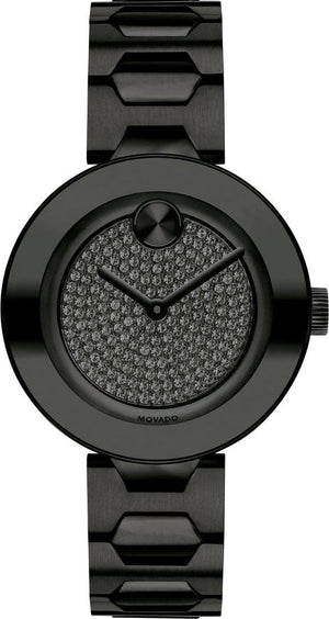 Buy Shop Movado Bold Crystals Black Dial Black Steel Strap Watch for Women - 3600576 USA Online