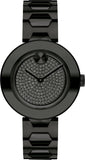 Buy Shop Movado Bold Crystals Black Dial Black Steel Strap Watch for Women - 3600576 USA Online