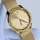 Buy Shop Movado Bold Diamonds Gold Dial Gold Mesh Bracelet Watch For Men - 3600460 USA Online
