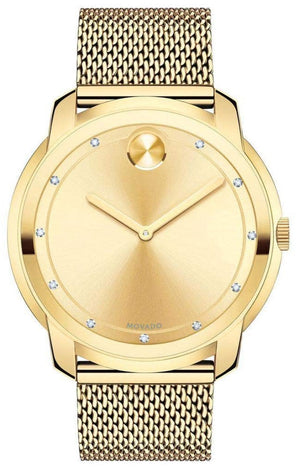 Buy Shop Movado Bold Diamonds Gold Dial Gold Mesh Bracelet Watch For Men - 3600460 USA Online