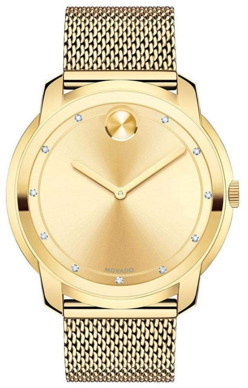 Buy Shop Movado Bold Diamonds Gold Dial Gold Mesh Bracelet Watch For Men - 3600460 USA Online