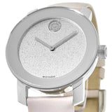 Buy Shop Movado Bold Glitter Silver Dial Pink Leather Strap Watch For Women - 3600522 USA Online