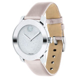 Buy Shop Movado Bold Glitter Silver Dial Pink Leather Strap Watch For Women - 3600522 USA Online