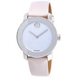 Buy Shop Movado Bold Glitter Silver Dial Pink Leather Strap Watch For Women - 3600522 USA Online