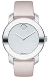 Buy Shop Movado Bold Glitter Silver Dial Pink Leather Strap Watch For Women - 3600522 USA Online