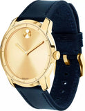 Buy Shop Movado Bold Gold Dial Blue Leather Strap Watch For Men - 3600469 USA Online