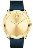 Buy Shop Movado Bold Gold Dial Blue Leather Strap Watch For Men - 3600469 USA Online