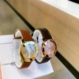 Buy Shop Movado Bold Gold Dial Brown Leather Strap Watch for Women - 3600437 USA Online