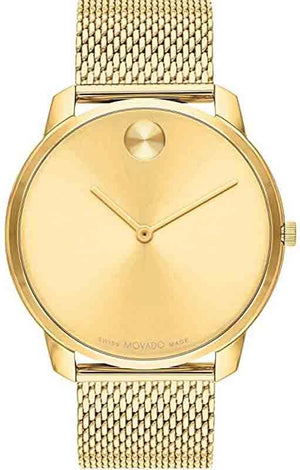 Buy Shop Movado Bold Gold Dial Gold Mesh Bracelet Watch For Men - 3600373 USA Online