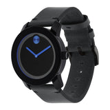 Buy Shop Movado Bold Metallic Blue Dial Black Leather Strap Watch for Men - 3600137 USA Online