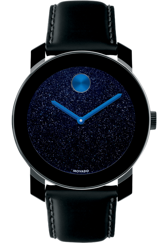 Buy Shop Movado Bold Metallic Blue Dial Black Leather Strap Watch for Men - 3600137 USA Online