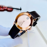 Buy Shop Movado Bold Rose Gold Dial Brown Leather Strap Watch For Women - 3600438 USA Online