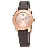 Buy Shop Movado Bold Rose Gold Dial Brown Leather Strap Watch For Women - 3600438 USA Online