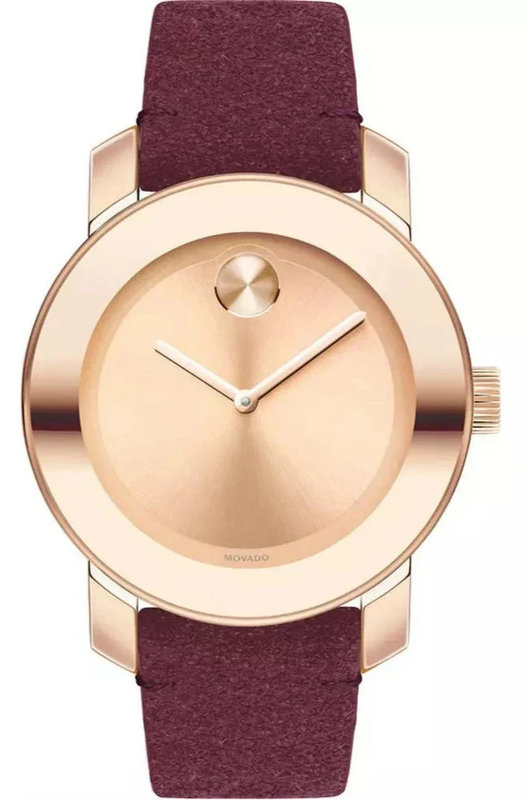 Buy Shop Movado Bold Rose Gold Dial Red Leather Strap Watch for Women - 3600447 USA Online