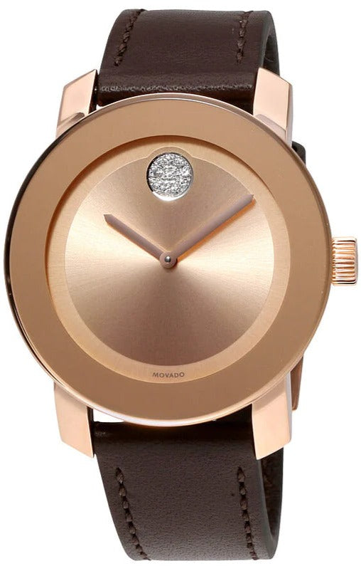 Buy Shop Movado Bold Rose Gold Dial Brown Leather Strap Watch for Men - 3600395 USA Online