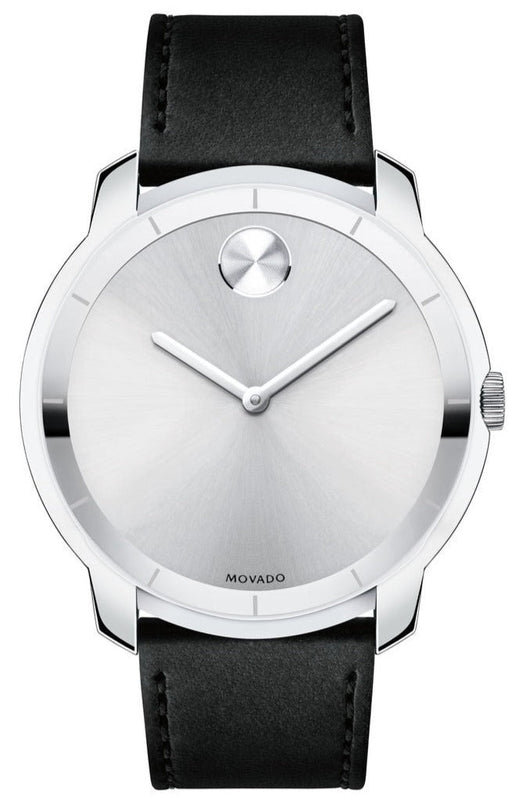 Buy Shop Movado Bold Silver Dial Black Leather Strap Watch For Men - 3600468 USA Online