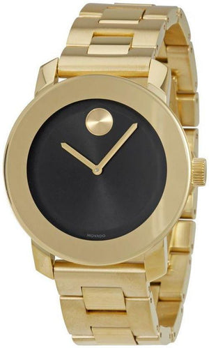 Buy Shop Movado Bold Black Dial Gold Steel Strap Unisex Watch - 3600397 USA Online