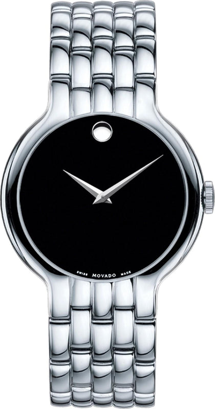 Buy Shop Movado Classic Quartz Black Dial Silver Steel Strap Watch for Men - 0606337 USA Online