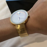 Buy Shop Movado Edge Gold Dial Gold Steel Strap Watch for Women - 3680014 USA Online
