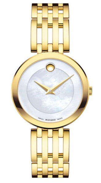 Buy Shop Movado Esperanza 28mm Mother of Pearl Dial Gold Steel Strap Watch For Women - 0607054 USA Online