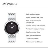 Buy Shop Movado Esperanza 39mm Black Dial Silver Steel Strap Watch For Men - 0607057 USA Online