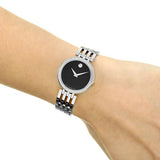 Buy Shop Movado Esperanza 63 Diamonds Black Dial Silver Steel Strap Watch For Women - 0607052 USA Online