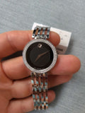 Buy Shop Movado Esperanza 63 Diamonds Black Dial Silver Steel Strap Watch For Women - 0607052 USA Online