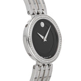 Buy Shop Movado Esperanza 63 Diamonds Black Dial Silver Steel Strap Watch For Women - 0607052 USA Online