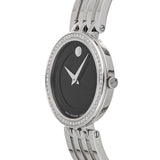 Buy Shop Movado Esperanza 63 Diamonds Black Dial Silver Steel Strap Watch For Women - 0607052 USA Online