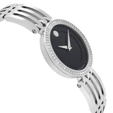 Buy Shop Movado Esperanza 63 Diamonds Black Dial Silver Steel Strap Watch For Women - 0607052 USA Online