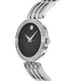 Buy Shop Movado Esperanza 63 Diamonds Black Dial Silver Steel Strap Watch For Women - 0607052 USA Online