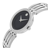Buy Shop Movado Esperanza 63 Diamonds Black Dial Silver Steel Strap Watch For Women - 0607052 USA Online
