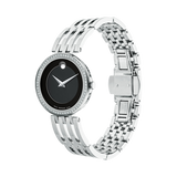 Buy Shop Movado Esperanza 63 Diamonds Black Dial Silver Steel Strap Watch For Women - 0607052 USA Online