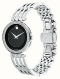 Buy Shop Movado Esperanza 63 Diamonds Black Dial Silver Steel Strap Watch For Women - 0607052 USA Online