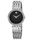 Buy Shop Movado Esperanza 63 Diamonds Black Dial Silver Steel Strap Watch For Women - 0607052 USA Online