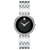 Buy Shop Movado Esperanza 63 Diamonds Black Dial Silver Steel Strap Watch For Women - 0607052 USA Online