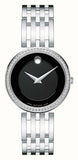 Buy Shop Movado Esperanza 63 Diamonds Black Dial Silver Steel Strap Watch For Women - 0607052 USA Online