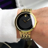 Buy Shop Movado Esperanza Museum 39mm Black Dial Stainless Steel Watch For Men - 0607059 USA Online