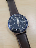 Buy Shop Movado Heritage 29mm Chronograph Blue Dial Brown Leather Strap Watch For Men - 3650061 USA Online