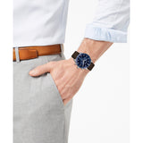 Buy Shop Movado Heritage 29mm Chronograph Blue Dial Brown Leather Strap Watch For Men - 3650061 USA Online