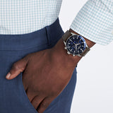 Buy Shop Movado Heritage 29mm Chronograph Blue Dial Brown Leather Strap Watch For Men - 3650061 USA Online