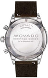 Buy Shop Movado Heritage 29mm Chronograph Blue Dial Brown Leather Strap Watch For Men - 3650061 USA Online
