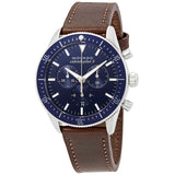 Buy Shop Movado Heritage 29mm Chronograph Blue Dial Brown Leather Strap Watch For Men - 3650061 USA Online