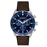 Buy Shop Movado Heritage 29mm Chronograph Blue Dial Brown Leather Strap Watch For Men - 3650061 USA Online