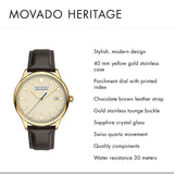 Buy Shop Movado Heritage Calendoplan Beige Dial Brown Leather Strap Watch for Men - 3650003 USA Online