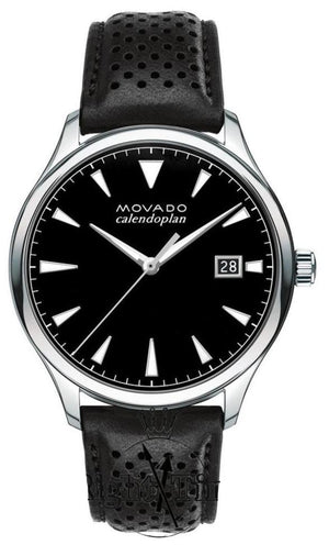 Buy Shop Movado Heritage Calendoplan Black Dial Black Leather Strap Watch for Men - 3650004 USA Online